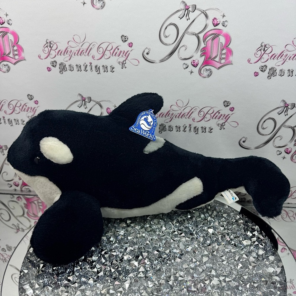 SeaWorld plush stuffed toy shamuu Black and White Orca Plush whale vintage